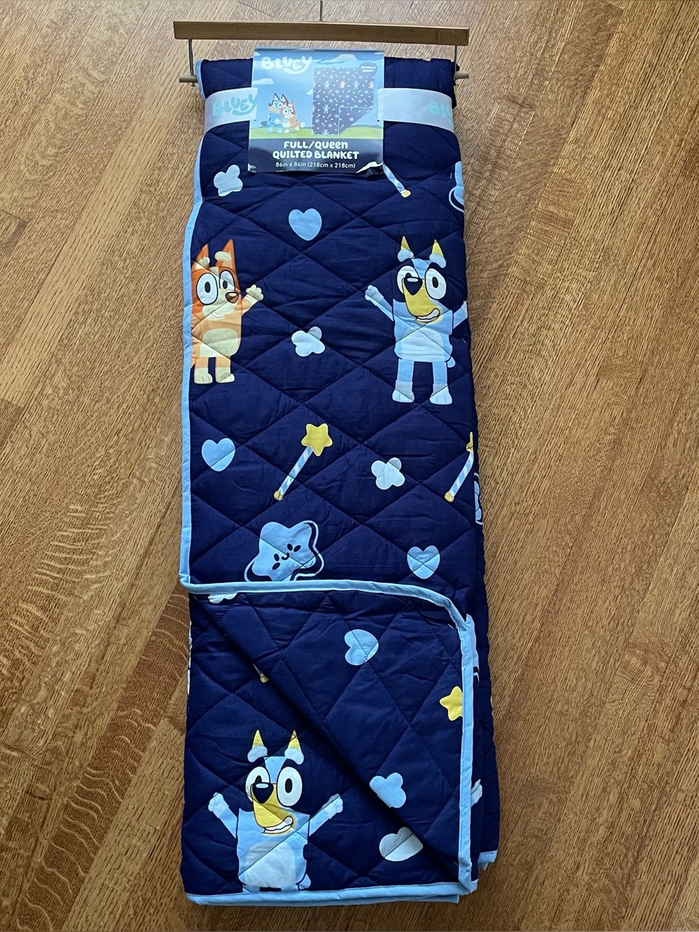 NEW Bluey Full/Queen Double Sided Quilted Blanket Comforter Bingo Blue 86” x 86”